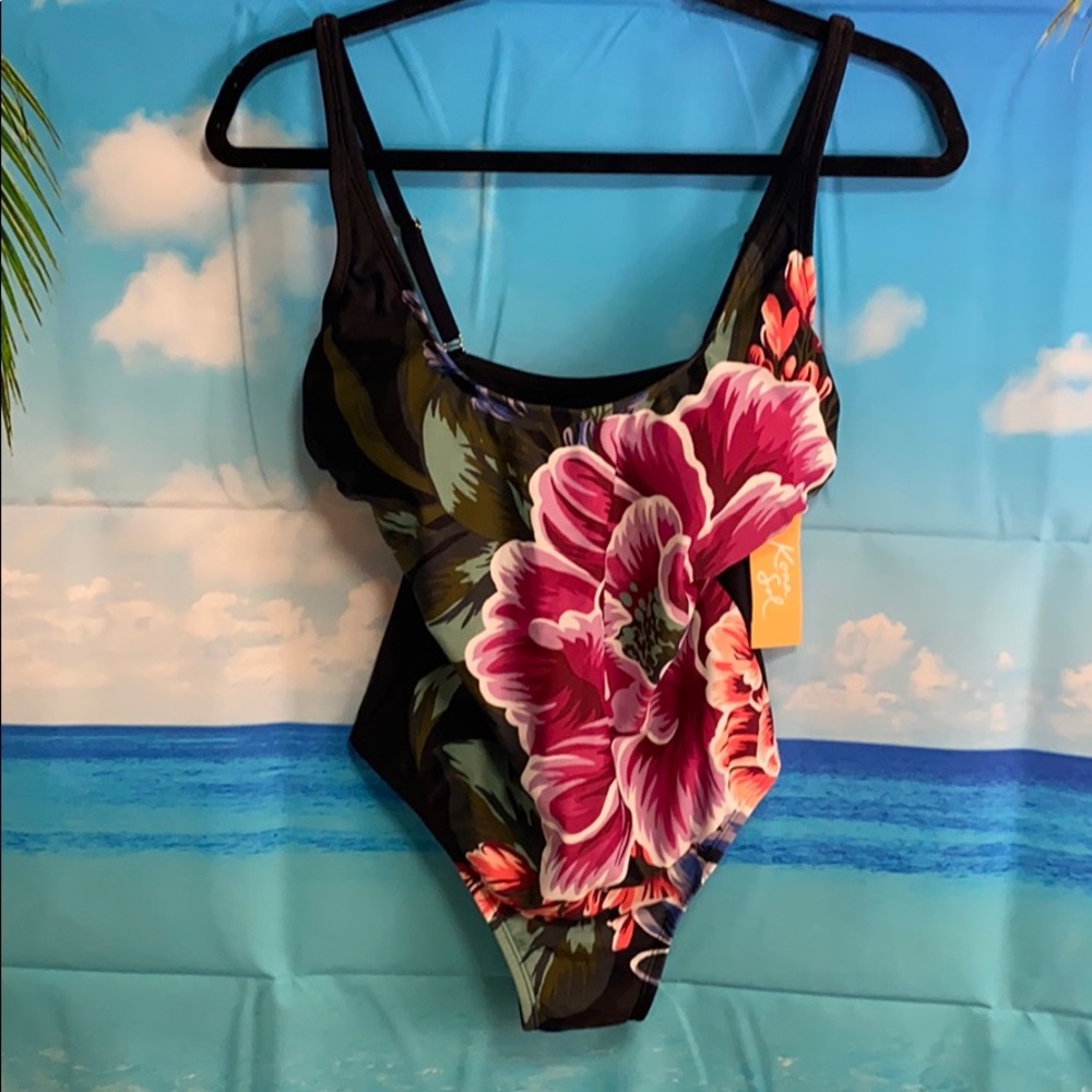Kona Sol Floral One Piece Swimsuit Medium #AA044 - Picture 1 of 9